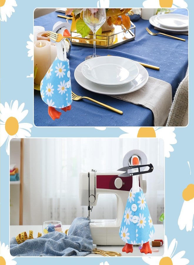 LUOHECAM 7 Inch Desk Goose Outfits Daisy Cape Hat Set Tabletop Goose Accessory Mini Porch Goose Costume Magnetic Goose Statue Key Holder Clothes for Table Decor - Image 4